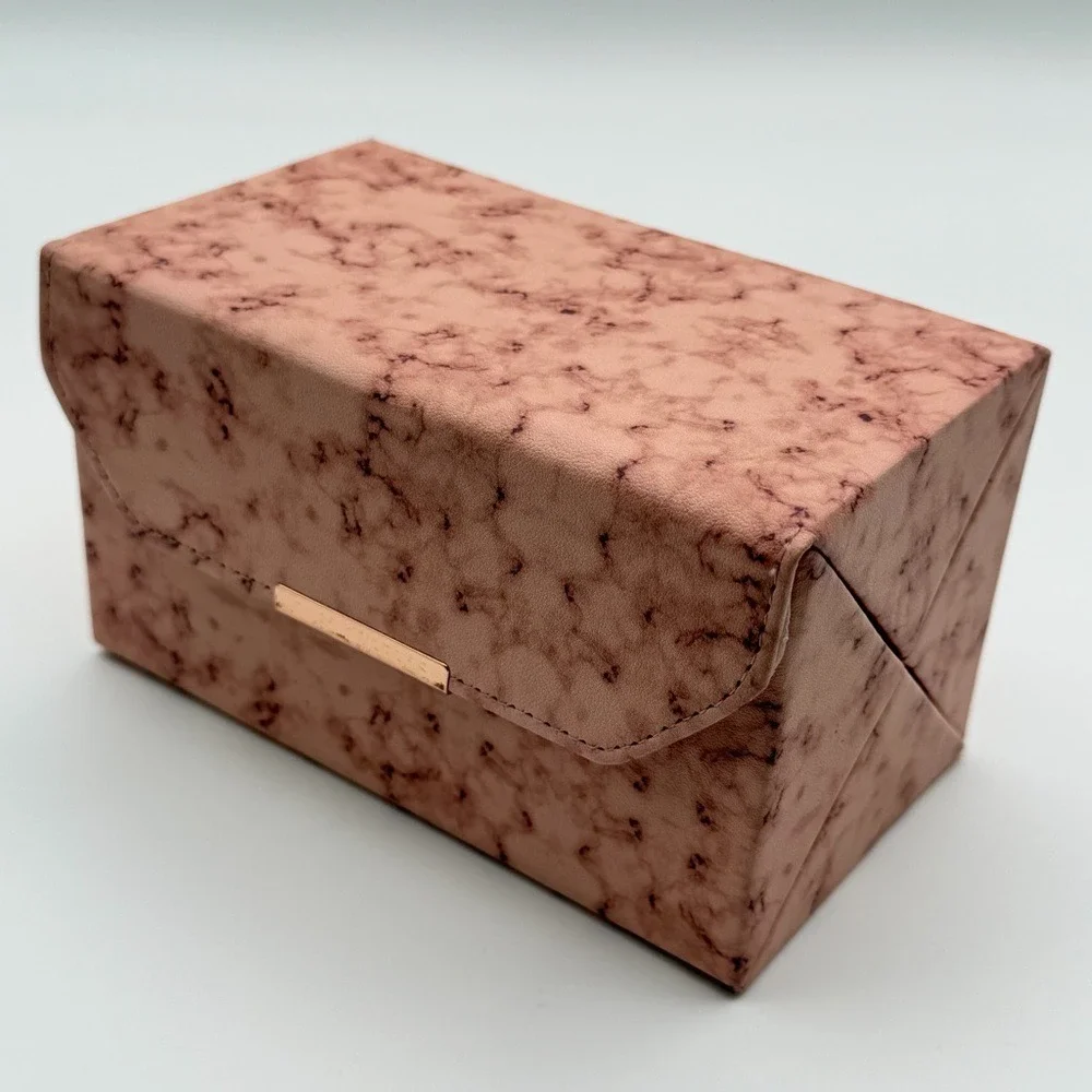 ZiGi & MARAiS Marble Pink‎ Foldable Travel Jewelry Case with Mirror Organizer
